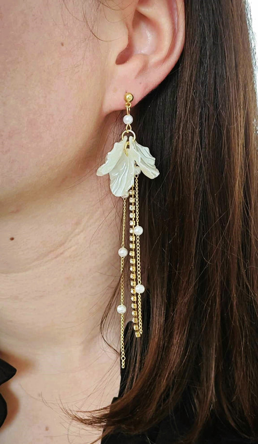 Boucles d'oreilles fleurs perle